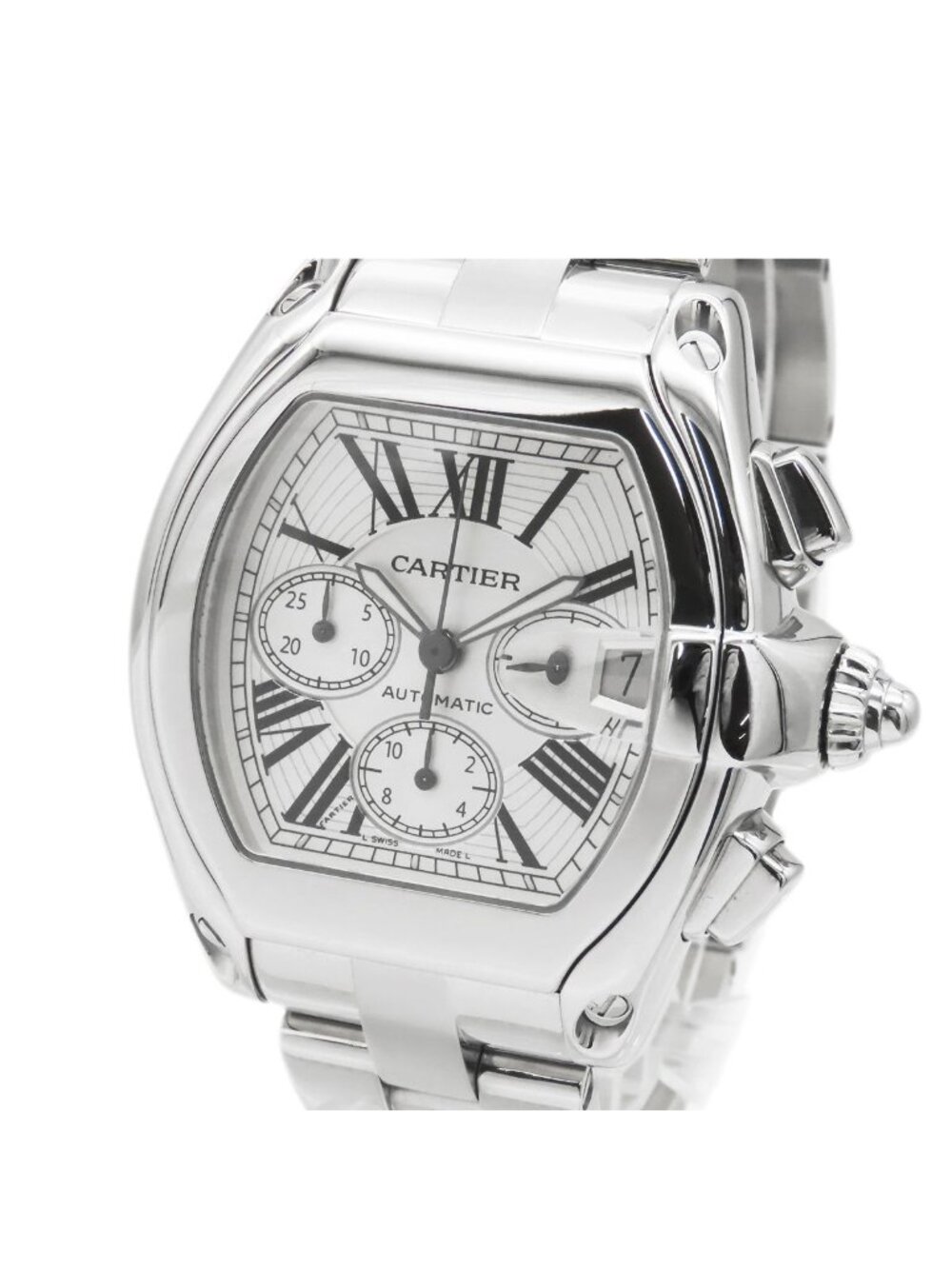 Cartier Roadster Silver SS Chronograph XL Watch Automatic